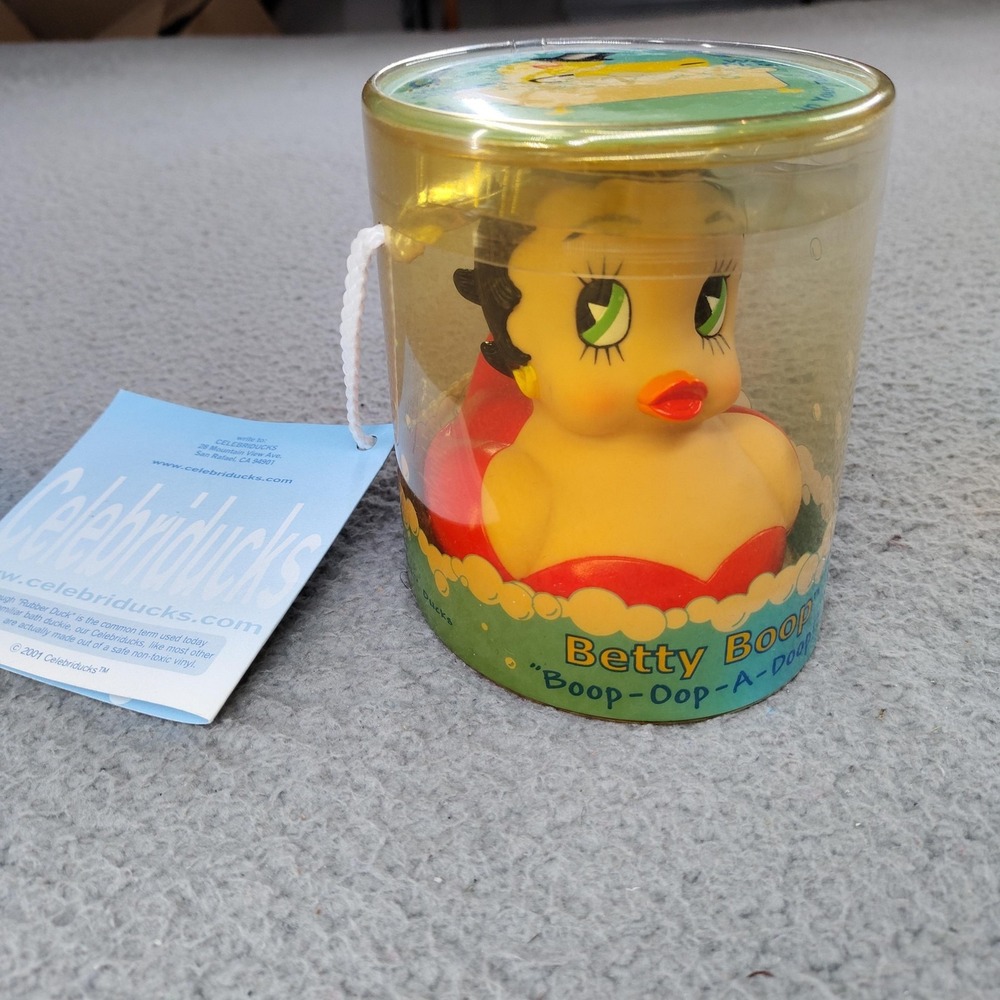 Vintage Celebriducks Betty Boop Boop-Oop-A-Doop Yellow Vinyl Duck Figure Boxed